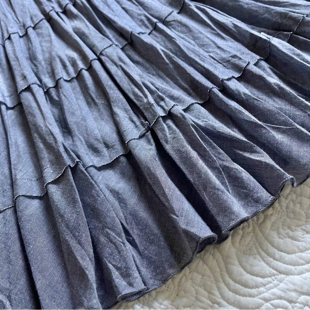 Studio West Skirt Chambray Tiered Maxi Size Large - Picture 5 of 13